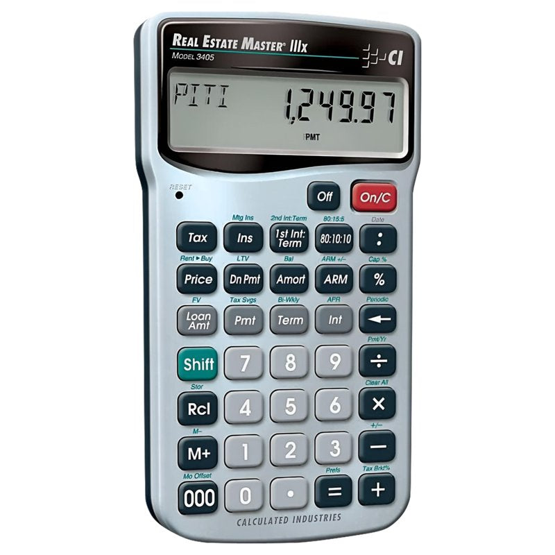 Real Estate Financial Calculator with 9-Digit Display - Silver, Portable