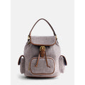 Women's Backpack with Faux Leather Trim and Multiple Pockets