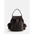 Women's Backpack with Faux Leather Trim and Multiple Pockets - Adjustable Straps