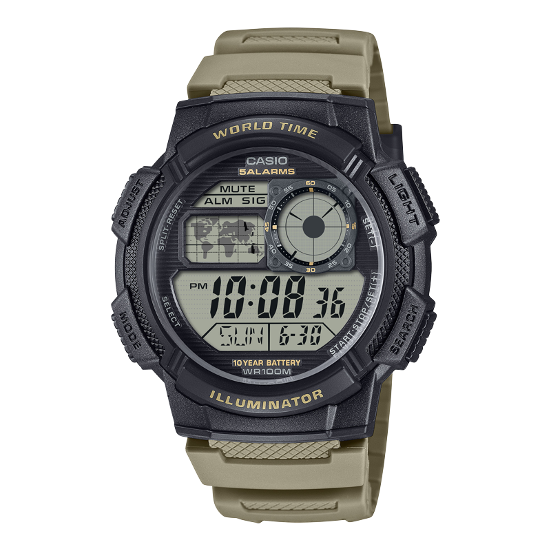 Digital Wristwatch with 10-Year Battery 100M Water Resistance LED Light