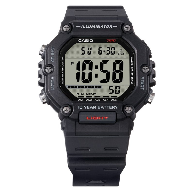 Men's Digital Wristwatch with 10-Year Battery & 100M Water Resistance