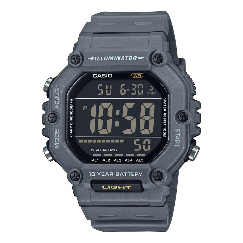 Digital Wristwatch with 10-Year Battery Water Resistant Stopwatch Gray