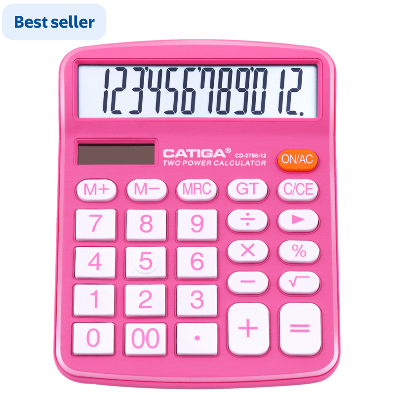 Metal Desktop Calculator 12-Digit Large Display Office & Financial Use