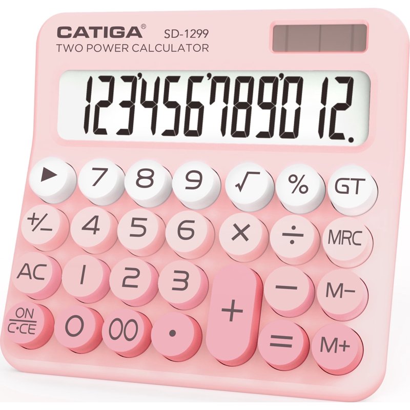 Mechanical Switch Calculator with Dual Power & Retro Design - 12-Digit Desktop Calculator