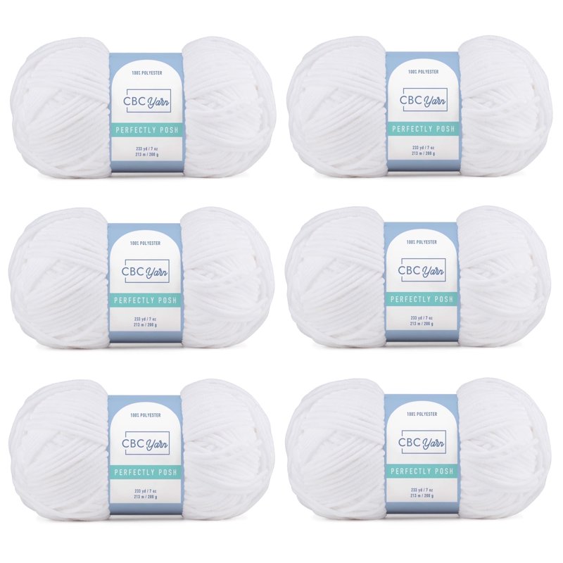 Bulk Chenille Yarn for Knitting & Crocheting - 6 Pack, Soft & Fluffy