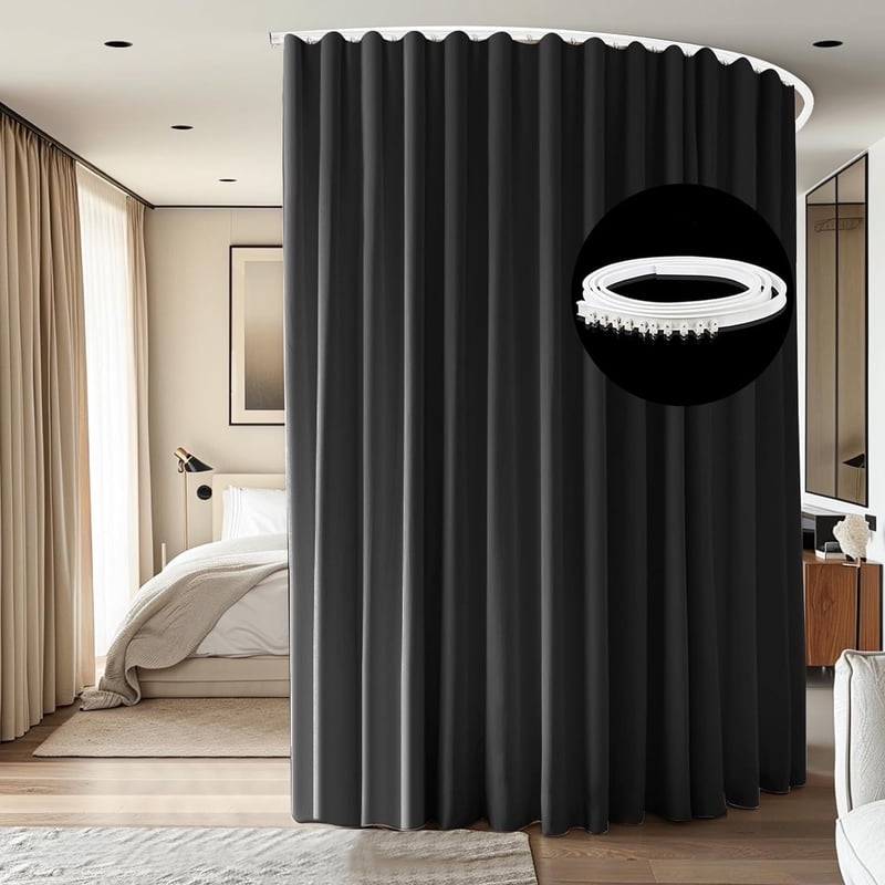 Room Divider Curtains with Ceiling Track Set - Blackout Privacy Divider