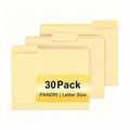 Manila File Folders 30 Pack with 1/3 Cut Tabs for Office School Business Letter Size