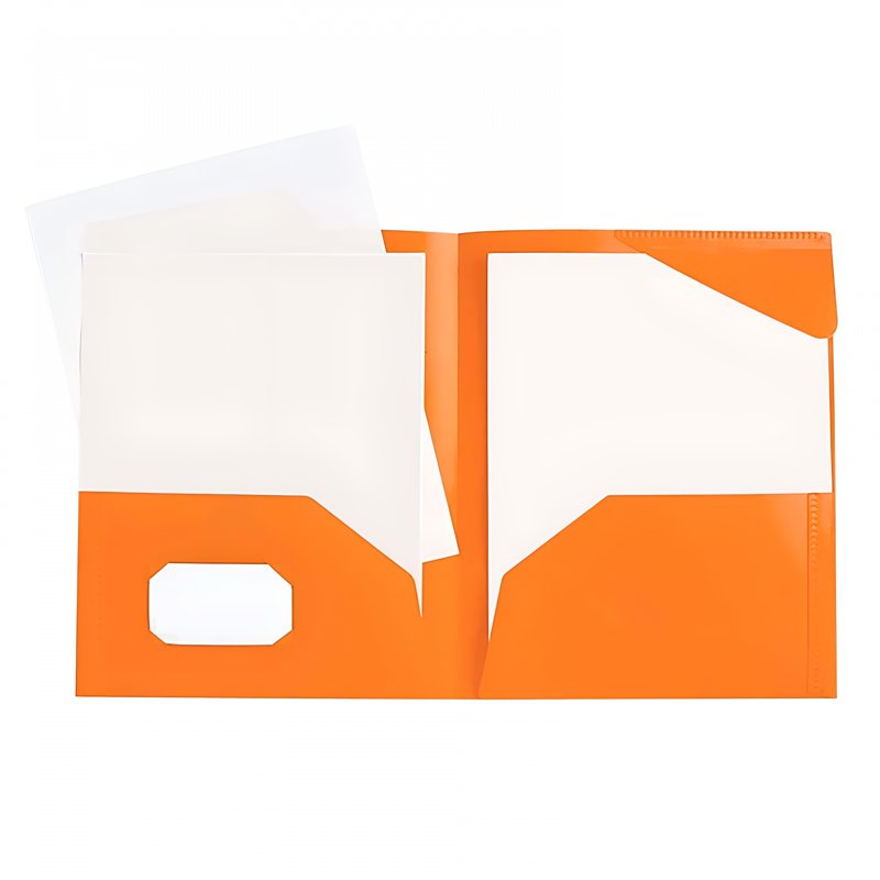 Heavy Duty Plastic File Folders with Clear Front Pocket - 2 Pockets for Office & School Organization