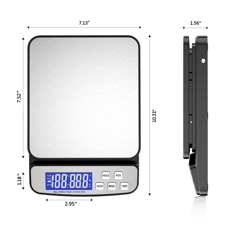 Digital Postal Scale 110 lbs Capacity Stainless Steel Platform for Shipping