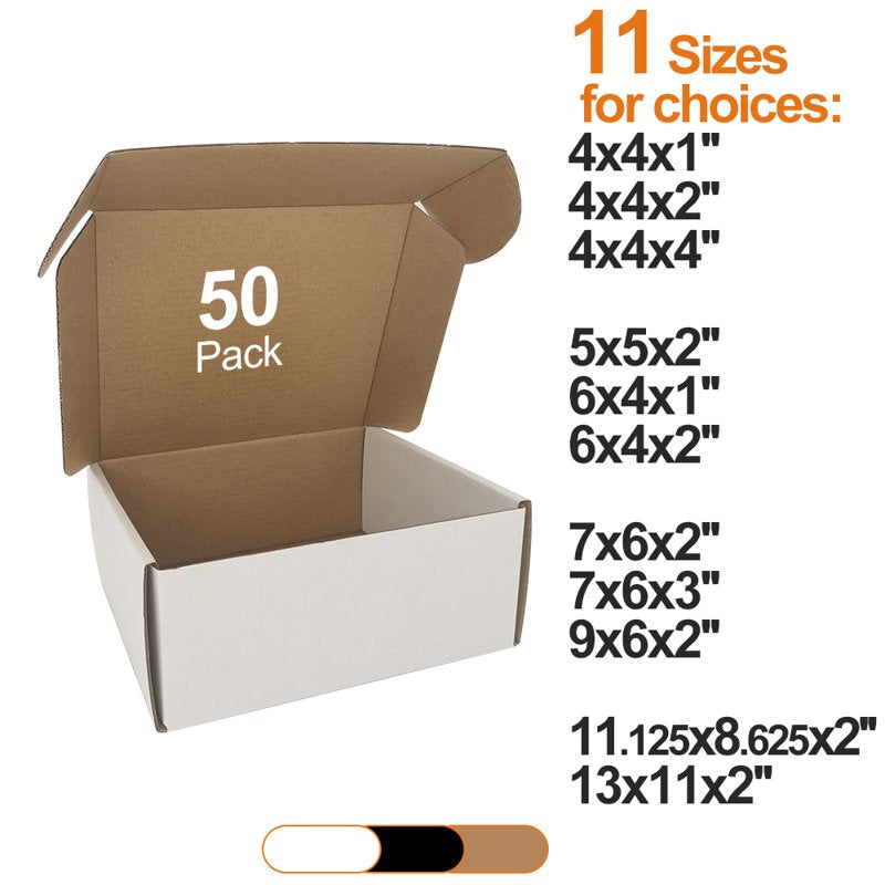 Small Corrugated Mailer Boxes - White Shipping Packaging Boxes for Lightweight Items