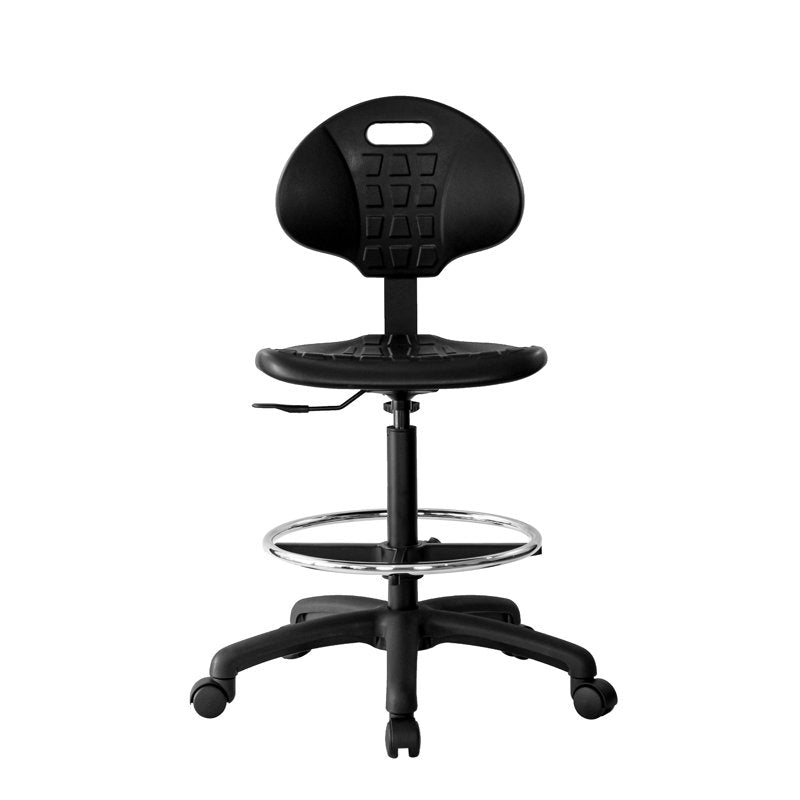 Tall Drafting Stool with Footring - Adjustable Polyurethane Ergonomic Chair