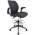 Ergonomic Drafting Chair with Flip-Up Arms and Foot Ring - Black