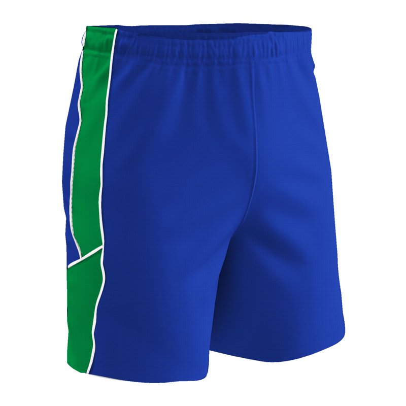 Header Soccer Shorts for Men - Champro, Royal with Neon Green Inserts, White Trim, Size Large