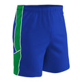 Header Soccer Shorts for Men - Champro, Royal with Neon Green Inserts, White Trim, Size Large