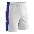Champro Header Soccer Shorts – Adult L White Royal Inserts Scarlet Trim (Variation: White, Royal, Scarlet, Men, L)