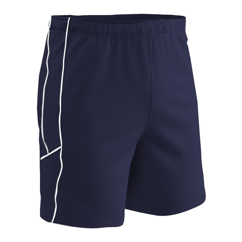 Youth Soccer Shorts - CHAMPRO Header, Navy with White Trim, XL