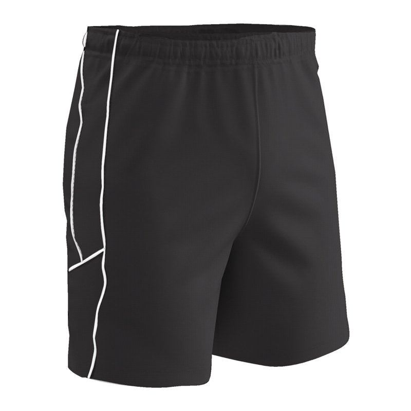 CHAMPRO Header Soccer Shorts – Youth X-Small, Black with White Trim (Big Boys Variation)