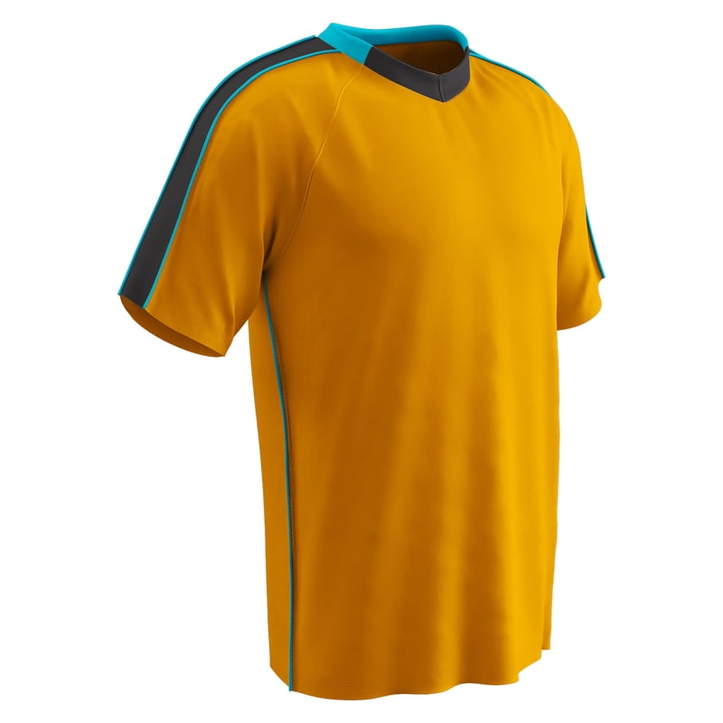 Champro Mark Lightweight Soccer Jersey - Neon Orange with Black Highlights, Neon Blue Trim, Adult Large (Variation: Neon Orange, Black, Neon Blue, Men, L)