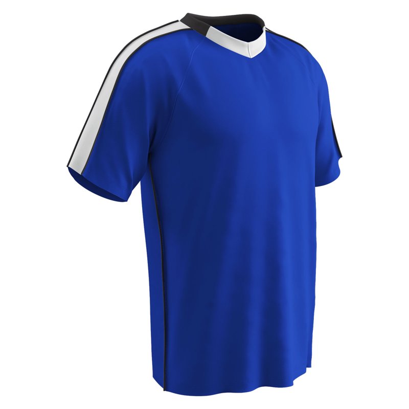 Champro Mark Lightweight Soccer Jersey - Youth Large Royal White Highlights Black Trim (Variation: Royal, White, Black, Big Boys, L)