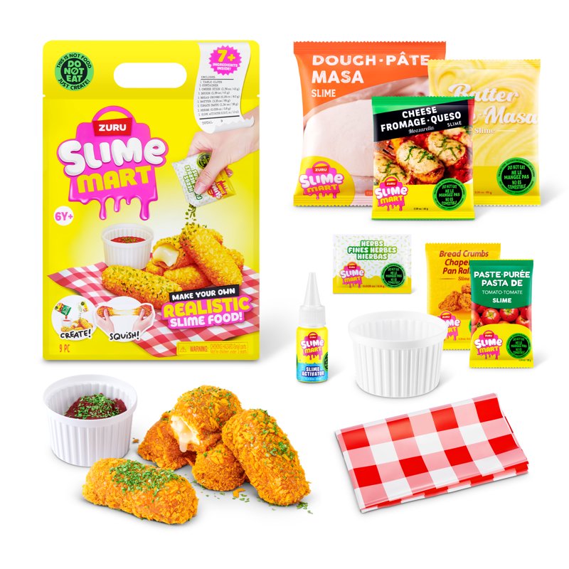 Kids DIY Play Food Slime Kit with Mozzarella Sticks & Shopping Bag