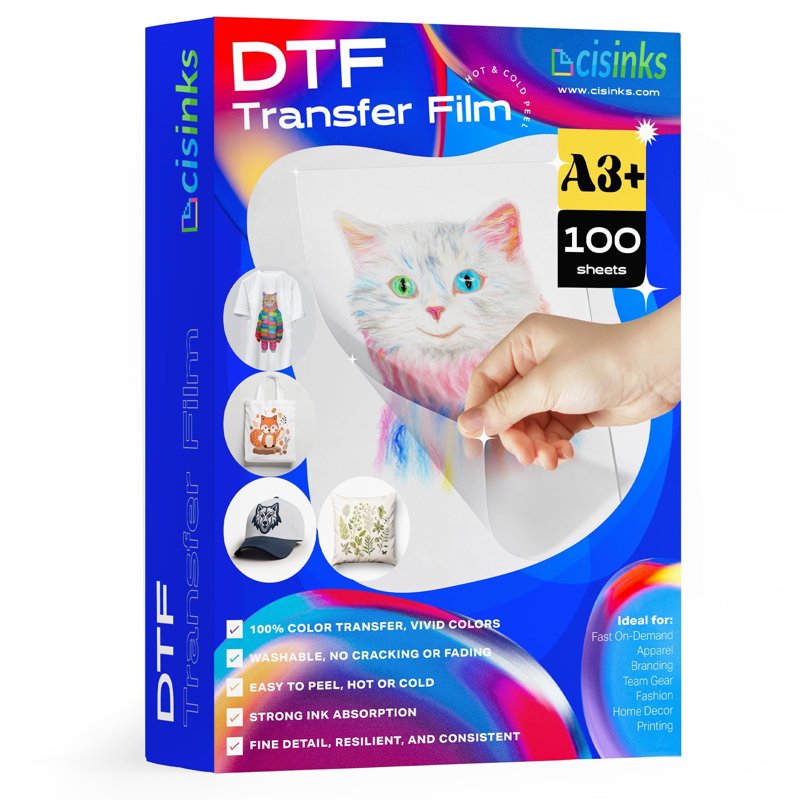 DTF Transfer Film for T-Shirts Heat Press Printing - Waterproof & Washable