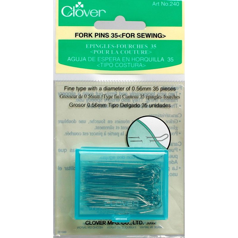 240 Fork Pins for Sewing Crafts - U-Shaped, Fine Shaft, Reclosable Case