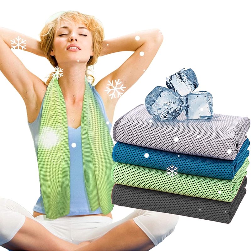 Cooling Towels 4 Pack - 40x12 Inch Microfiber Chill Sweat Towels for Sports & Outdoor Activities