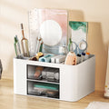 Desk Organizer with 2 Drawers and Multi-Compartment Storage for Office & Study Supplies - White