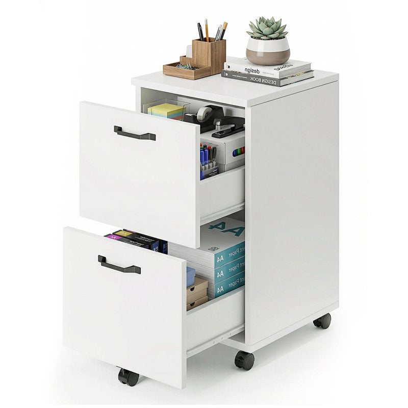 2-Drawer Lockable Rolling File Cabinet for Home Office Storage