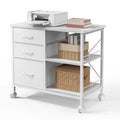 Rolling File Cabinet with Open Shelf - 3 Drawers, Fabric Storage, Mobile Office Organizer