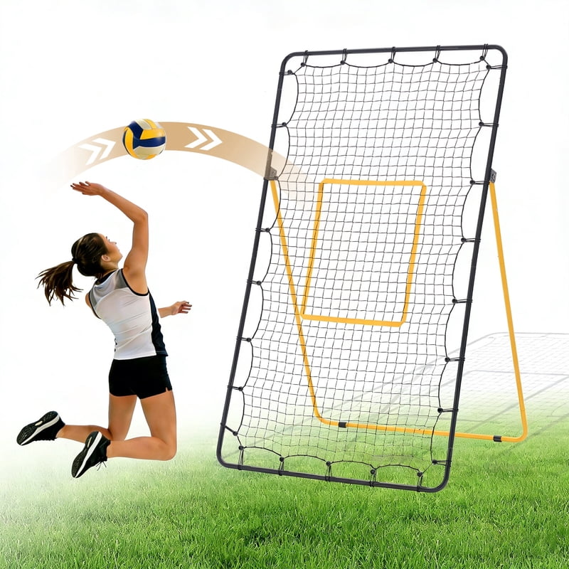 Volleyball Rebounder Net with Adjustable Angle, Portable Practice Equipment for Indoor Outdoor Use