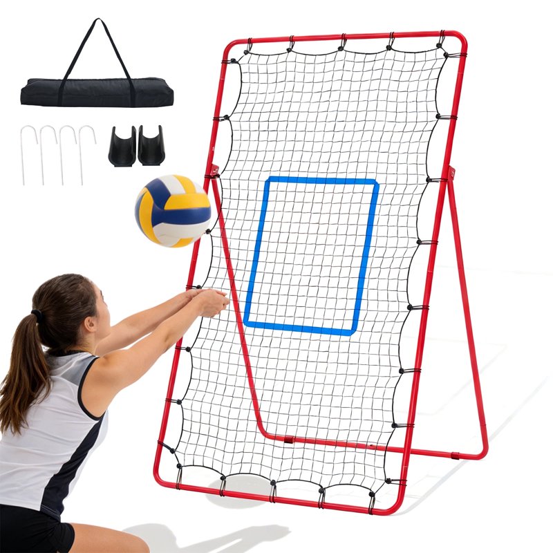 Volleyball Rebounder Net with Adjustable Angle, Portable Practice Equipment for Indoor Outdoor Use