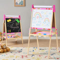 Kids Double-Sided Magnetic Whiteboard & Chalkboard Easel with Paper Roll - Adjustable, Storage Shelf & Art Supplies