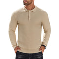 Men's Lightweight Knit Polo Shirt Long Sleeve Casual Collared Sweater