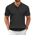 Men's Ribbed Knit Polo Shirt Short Sleeve Casual Golf Business Wear
