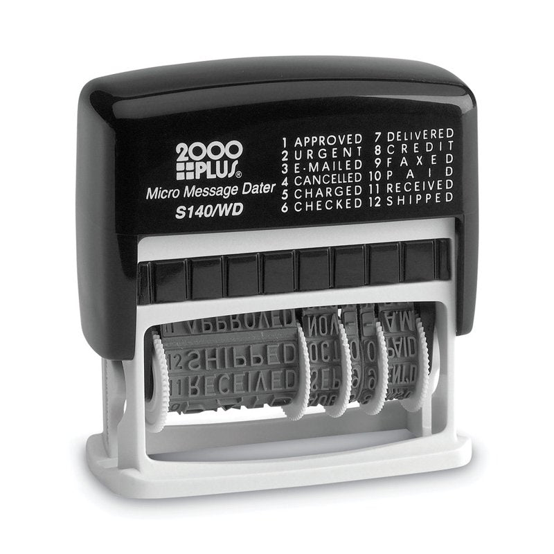 Self-Inking Micro Message Date Stamp with Business Phrases - Cosco 2000 Plus