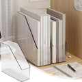 Acrylic Desk Organizer File Holder - Transparent Vertical Magazine Rack for Office & Home