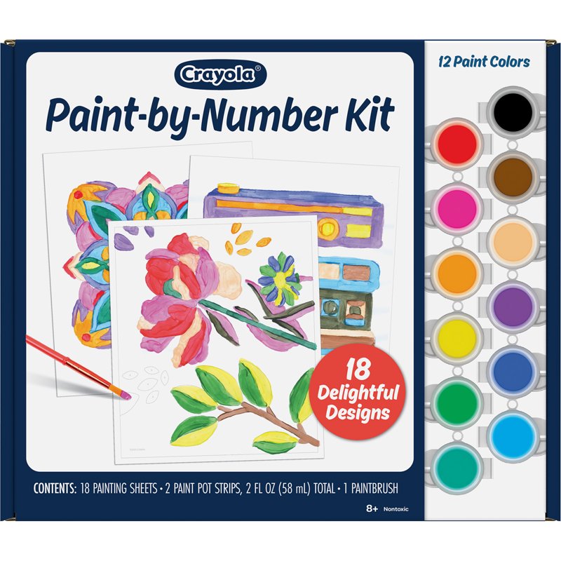 Paint by Number Kit for Kids & Adults - 20 Templates, 12 Paint Colors, Art Activity Set