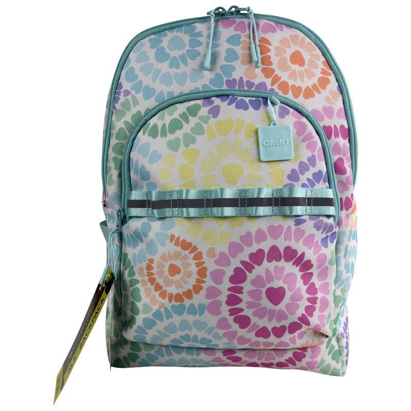 Hippie Heart Tie Dye Polyester Backpack for School & Travel