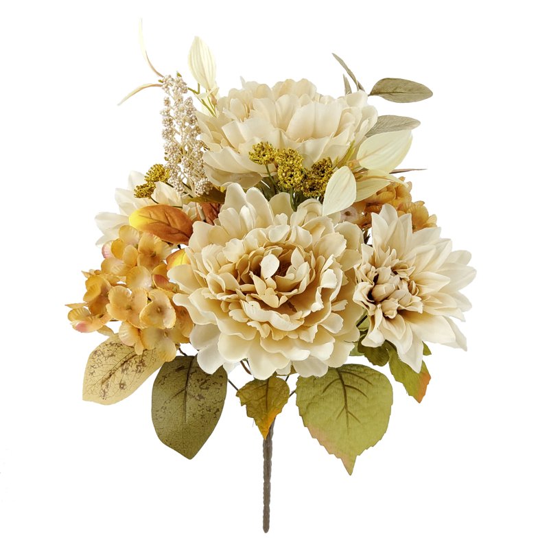 Artificial Peony and Dahlia Bouquet - Cream Indoor Floral Decor, 18.5in