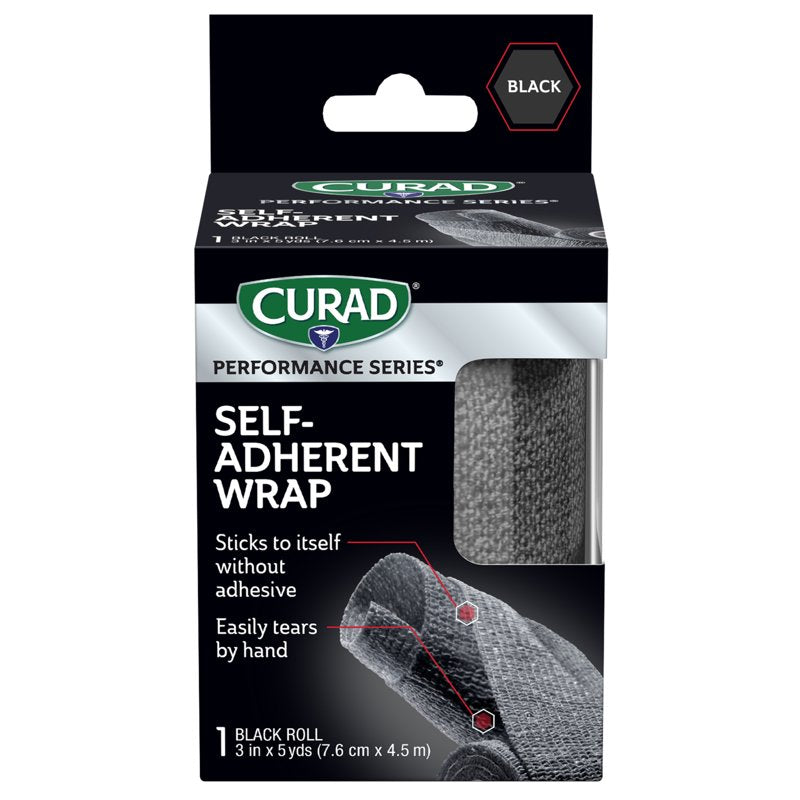 Self-Adherent Compression Bandage - 3 Inch x 5 Yard, Black, Medical Tape