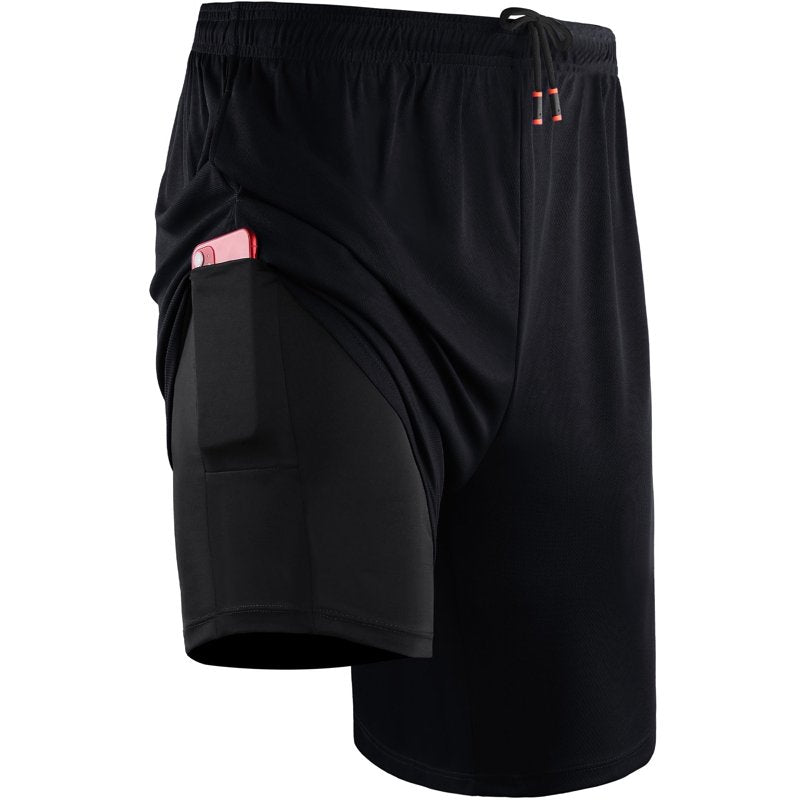 Men's 2-in-1 Athletic Running Shorts with Pockets - Breathable Quick-Dry Gym Shorts