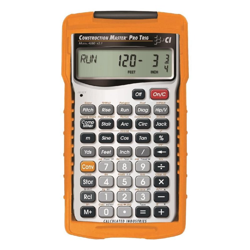 Construction Math Calculator with Trigonometric Functions for Building and Framing
