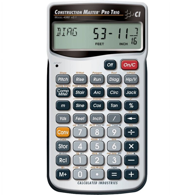 Construction Master Pro Trig Construction Calculator - Battery Powered
