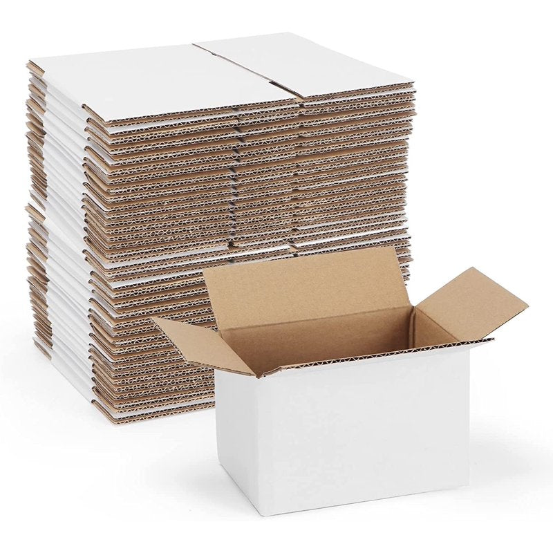 40 Pack White Corrugated Shipping Boxes 6x4x4 - Eco-Friendly Mailer