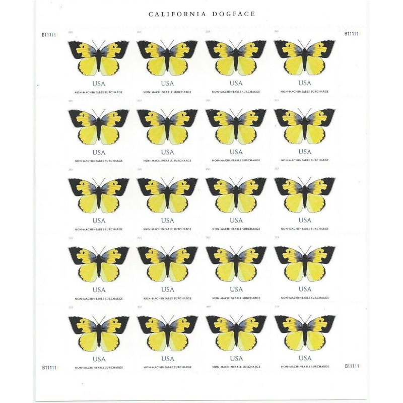 California Dogface Butterfly Postage Stamp Sheets of 20 - Non-Machinable Forever USPS