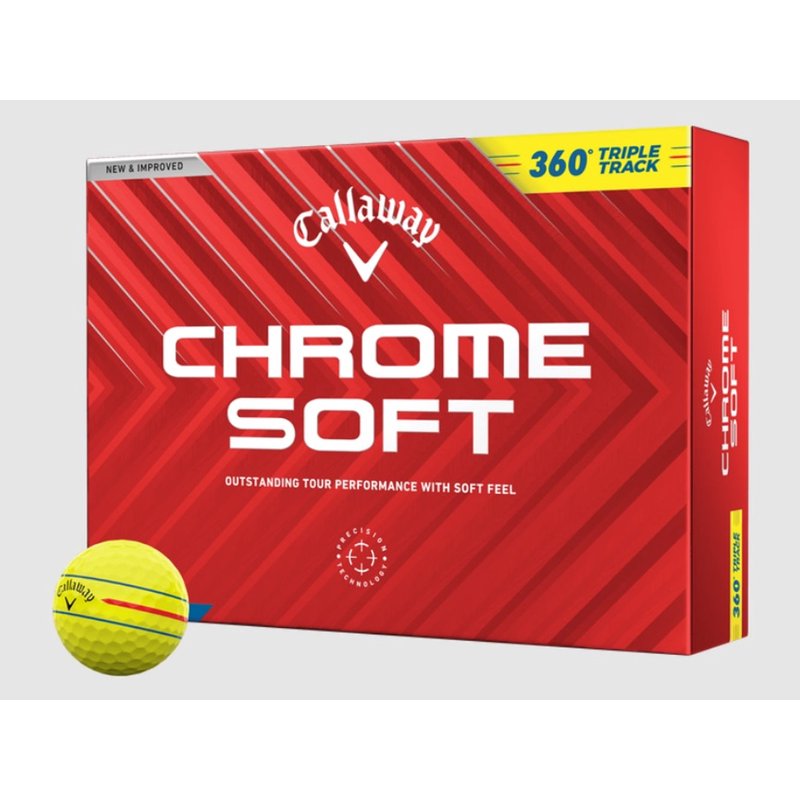 Callaway Chrome Soft 360 Triple Track Golf Balls - Yellow, 12 Pack (2024) Variation: Yellow 360 Triple Track, Single