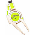 Golf Divot Repair Tool 4-in-1 with Ball Marker and Groove Cleaner - Lime