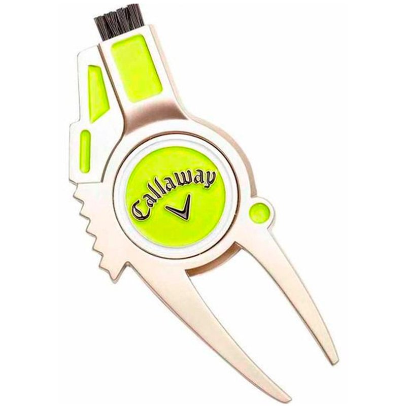 Golf Divot Repair Tool 4-in-1 with Ball Marker and Groove Cleaner - Lime