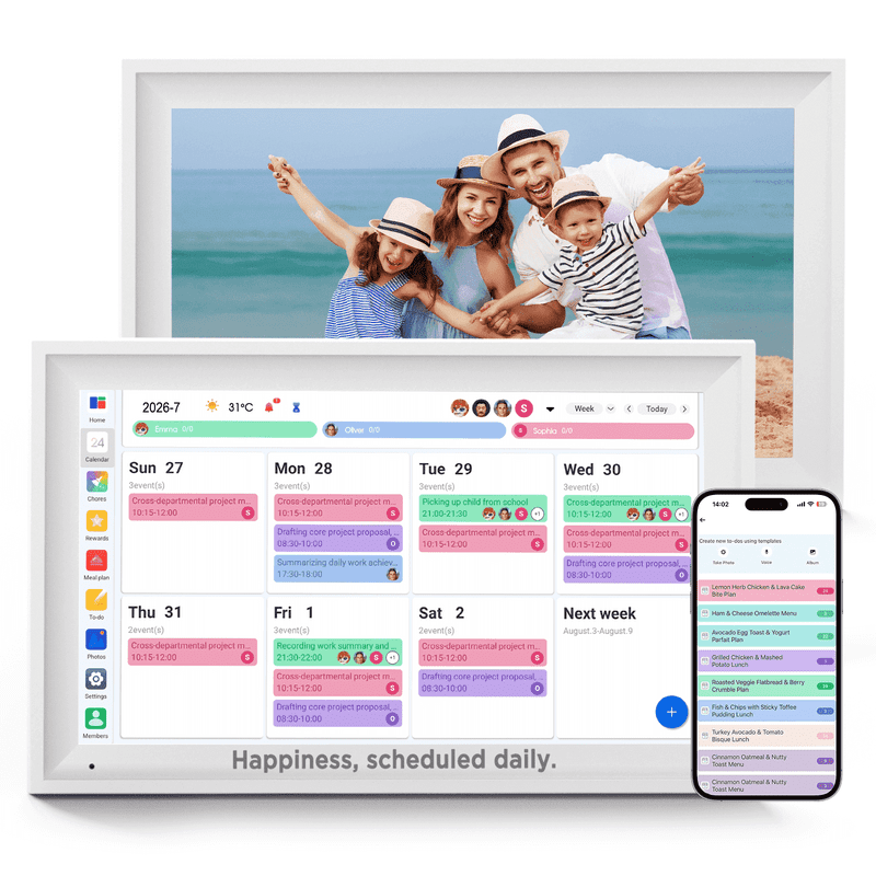 15.6-Inch Digital Calendar Wall Planner & Interactive Chore Chart with Photo Frame